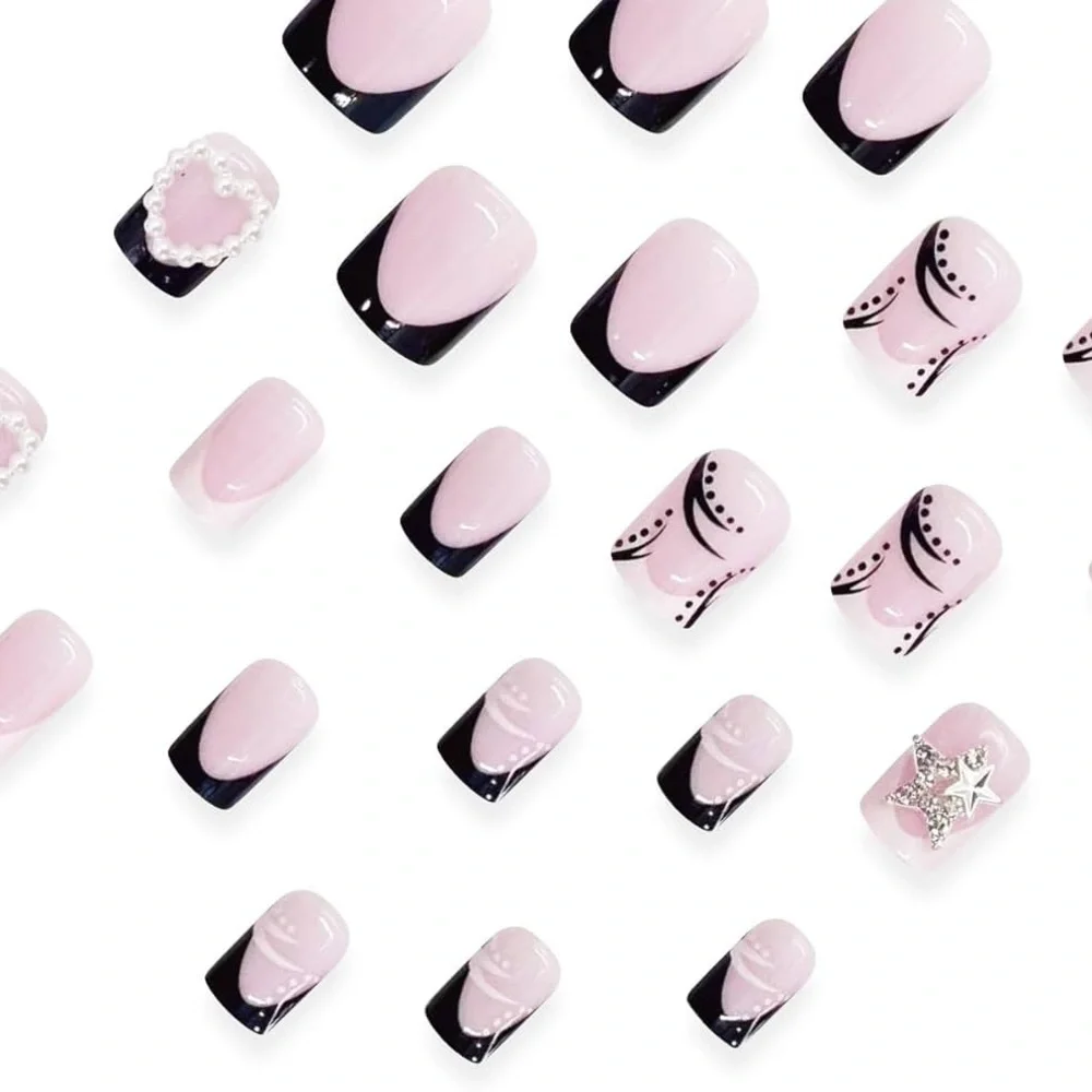 Elegant Black and White 3D Nail Art
